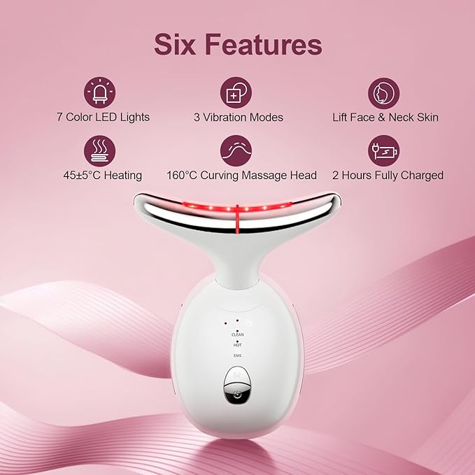 Facial & Neck Massager: Red Light Therapy for Women, Skin Lifting Beauty Device,7 in 1 LED Facial Sculptor Tool for Women's Daily Skincare