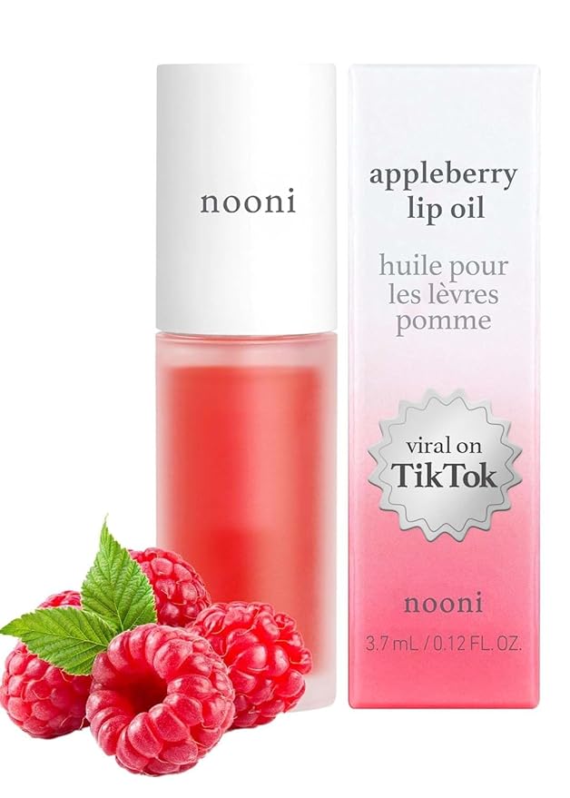 NOONI Vegan Lip Oil Bundle - Appleberry & Appleclear | Lip Stain, Long Lasting, Moisturizing, Plumping, Korean Lip Tint