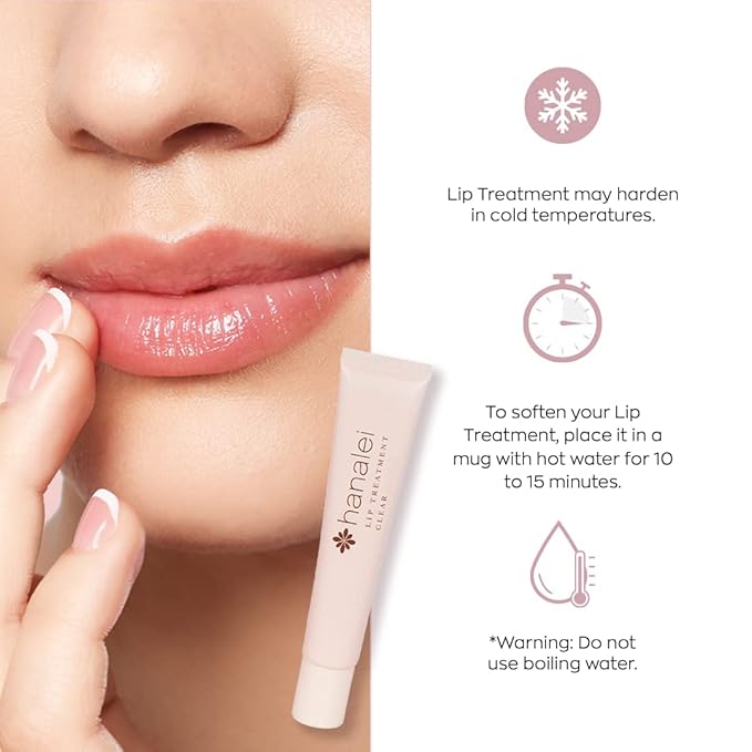 Hanalei Lip Treatment for Dry, Chapped Lips – Intensive Overnight Moisturizer with Kukui Oil, Shea Butter & Grapeseed Oil – Hydrating Balm for Healing Cracks – Clear Tint, Full-Size 15g – Cruelty-Free