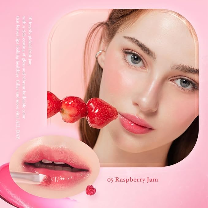 dasique Fruity Lip Jam (#06 Strawberry Jam) | High-shine finish | Moisturizing | Vegan, Cruelty Free | Lip Balm