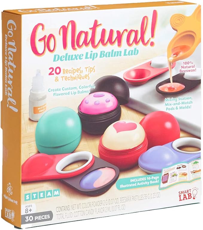 SmartLab Toys Go Natural Deluxe Lip Balm Lab with 20 Recipes, Tips and Techniques. STEM Science Lab