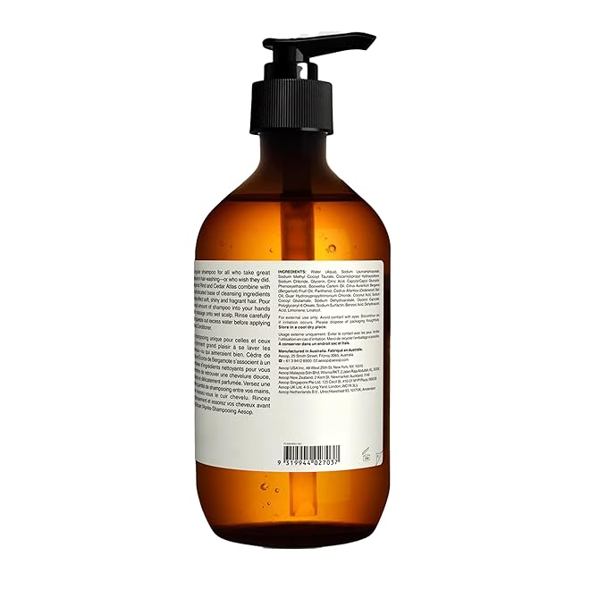 Aesop Shampoo | Soften Hair, Restore Shine | Bergamot Rind, Frankincense, Cedar Atlas | 16.9 oz / 500mL