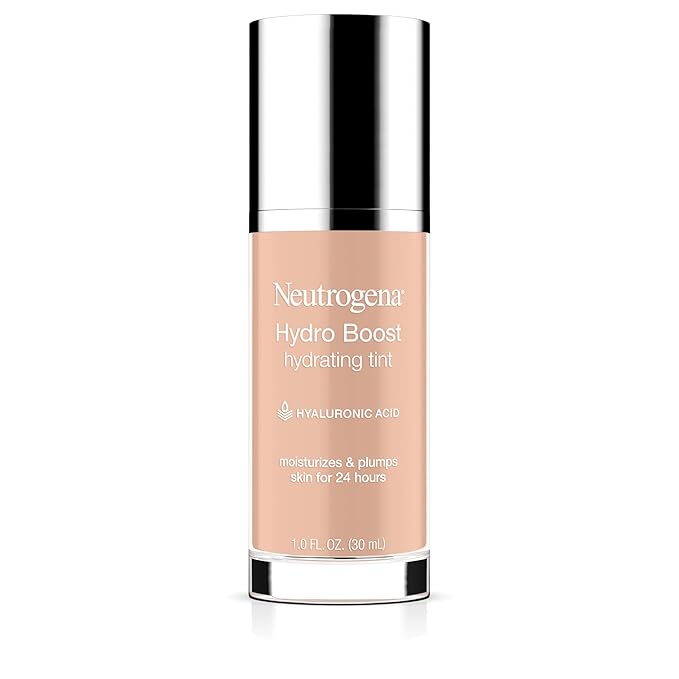 Neutrogena Hydro Boost Hydrating Tint Foundation Makeup for Dry Skin, with Hyaluronic Acid, Lightweight Oil-Free Water Gel, Non-Comedogenic, 20 Natural Ivory, 1.0 fl. oz