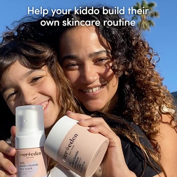 Evereden Kids Face Cream: Cool Peach, 1.7 oz. | Face Lotion | Clean and Non-Toxic Face Moisturizer | Multi-Vitamin Skin Care for Kids
