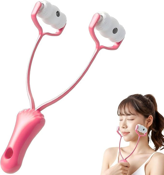 V-Shaped Face Roller Massager with 4 Magnetic Beads, Facial Lifting Tool Neck and Skin Tightening Beauty Massager