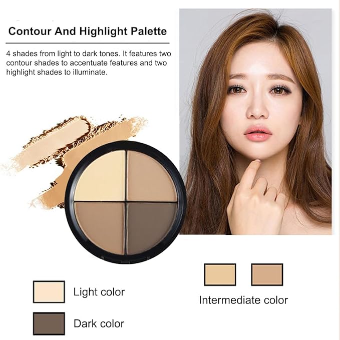 Contour and Highlight Palette Powder Contour Kit Concealing, Highlighting & Contouring Foundation/Concealer Palette Full Coverage Concealer for Mature Skin