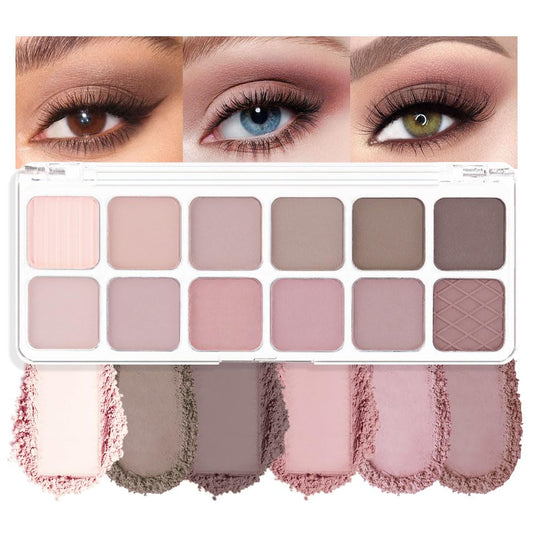 AMY'S DIARY 12Color Light Pink Purple Eyeshadow Palette, Long-Lasting, and Highly Pigmented. Elevate Your Eye Makeup– Unleash Your Unique Style (08#)