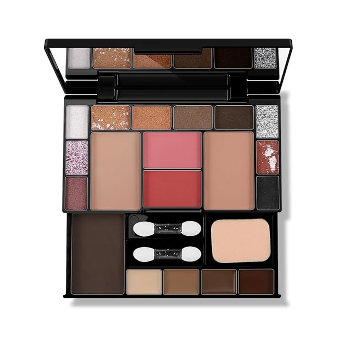 Makeup Palette Set, Makeup Kit for Women, 19 Color Makeup Set Include Matte Glitter Eyeshadow, Contour, Highlighter, Concealer, Eyebrow Powder, Blush, Mirror, Makeup Brush, Sponge
