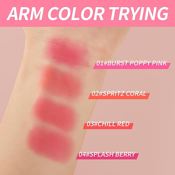 Cooling Water Jelly Tint Blush Makeup Blush Stick 3-in-1 Lip and Cheek Tint Stain Jelly Blush Multi-use Clear Glossy Gel Blush,0.18 Oz (Chill Red, 0.18 Oz)