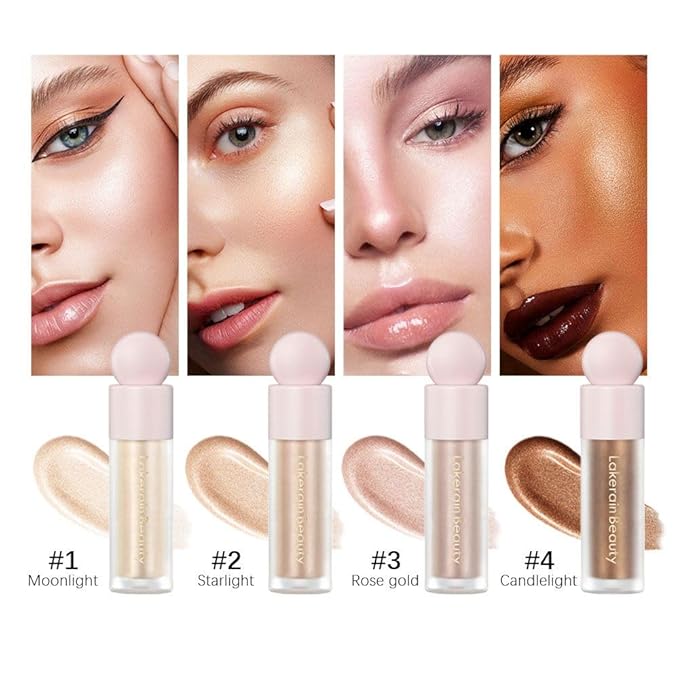 UNYOKE Liquid Highlighter, Highlighter makeup Stick，Makeup Highlighter Face Illuminator, Beauty Glow Highlight Body Shimmer, Waterproof Smooth Cream Highlighter, Longlasting Liquid Highlighter, Body Highlighter.-03#