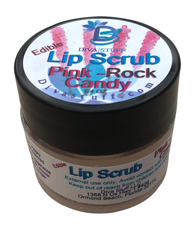 Diva Stuff Ultra Hydrating Lip Scrub for Soft Lips, Gentle Exfoliation, Moisturizer & Conditioner, Pink Rock Candy – ¼ oz (Made in the USA)