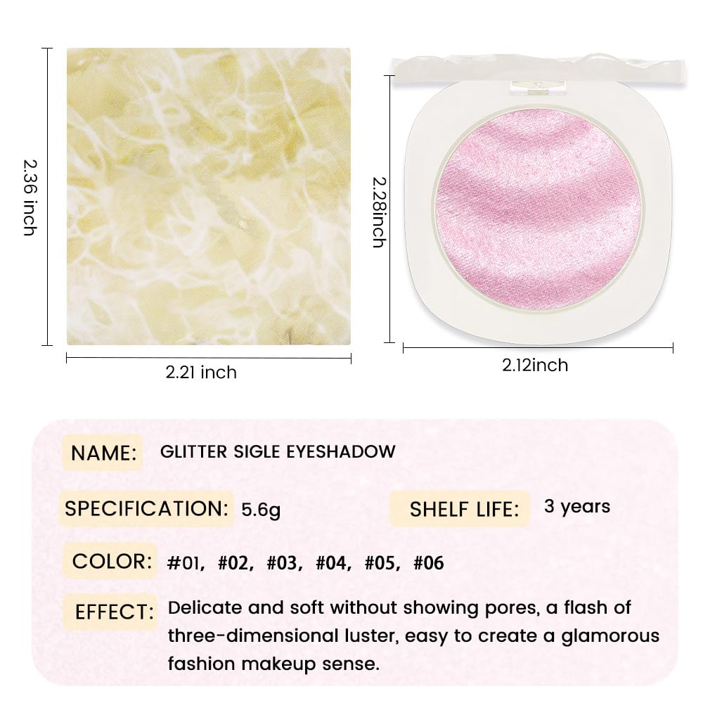 Pink Cream Glitter Shimmer Metallic Eyeshadow Palette Makeup, Natural Single Mini Instant Holographic Eyeshadow For Women, Sombras Crema Para Ojos, Talc, Paraben & Cruelty Free