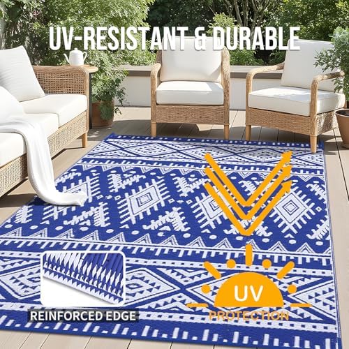 OLANLY Outdoor Rug 6x9 ft Waterproof Reversible Boho Mat - Image 4