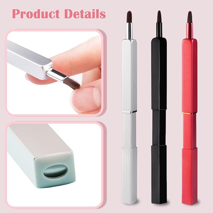 Lip Applicator Brush - 3 Pack Exquisite Professional Dustproof Retractable Lip Brush - Makeup Lipstick Lip Gloss Applicators (Black, Silver and Jewelry Red)
