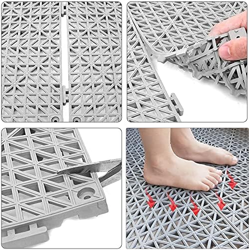 12 Pack 12" x 12" Interlocking Rubber Bathroom Flooring Tiles Non-Slip Splicing - Image 5