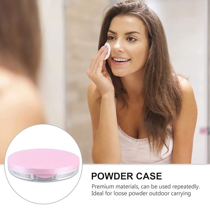 Powder Puff 2pcs Loose Powder Containers with Elasticated Net Sifter, Mirror and Puff 5g Loose Powder Compact Case Case for DIY Makeup and Travel () Cushion Foundation