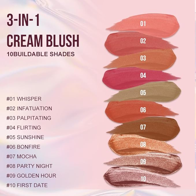 Multi-Use Waterproof Makeup Cream Blush Stick with Brush, Unidollss 3-in-1 Contour Bronzer Blush Stick for Cheeks, Eyes, and Lips, All day wear, Easy Application (07 MOCHA)