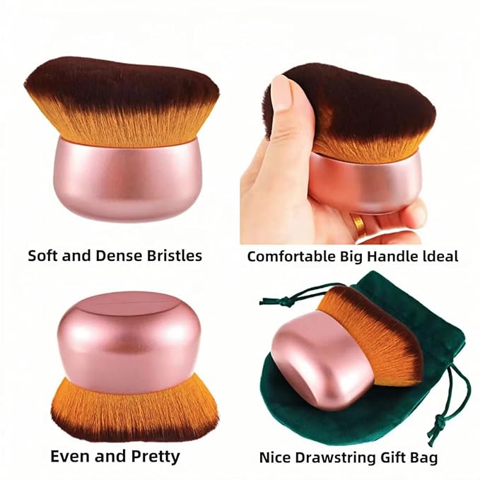 Blend & Blur 75mm Body Kabuki Brush - For Self Tanner, Body Bronzer & Foundation | Face/Back Multitool | Wet/Dry Use (Rose Gold)