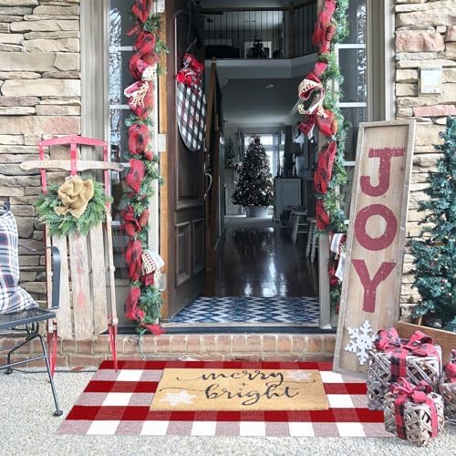 Christmas Plaid Outdoor Rug, Layering Rug - Image 2