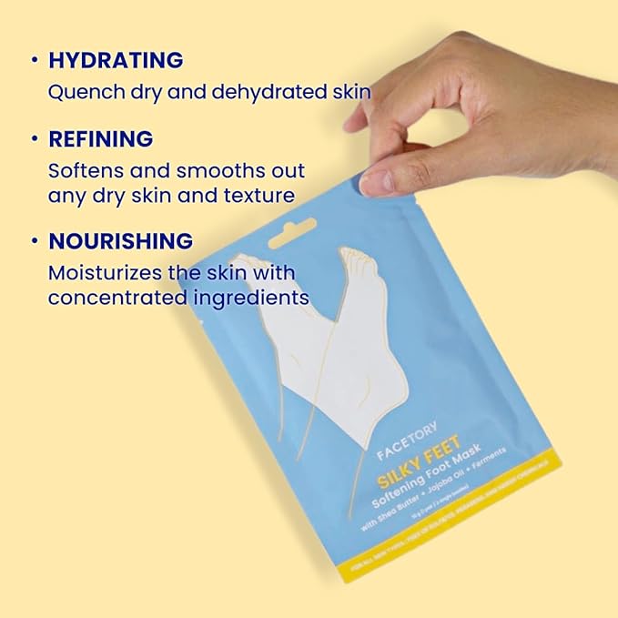 FACETORY Head to Toe Body Spa Pouch Gift Bundle with Korean Sheet Masks for Hair, Face, Feet, Hands, and Butt - Softening, Hydrating, Nourishing, and Moisturizing, for Dry, Cracked Skin