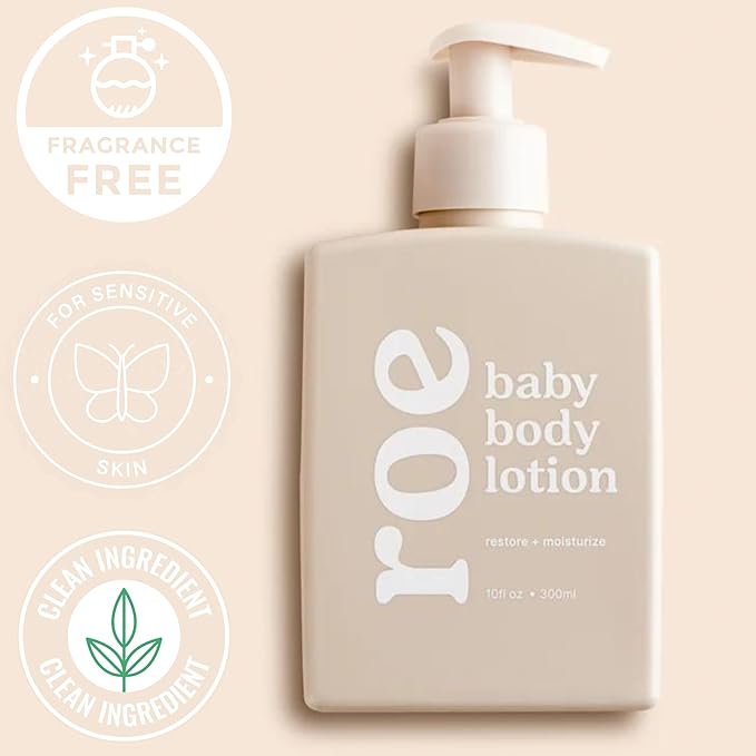 Roe Wellness- Baby Lotion Moisturizer Fragrance-Free | Great For Sensitive Skin Lightweight Moisturizing Lotion | For Babies, Infants, Kids and More