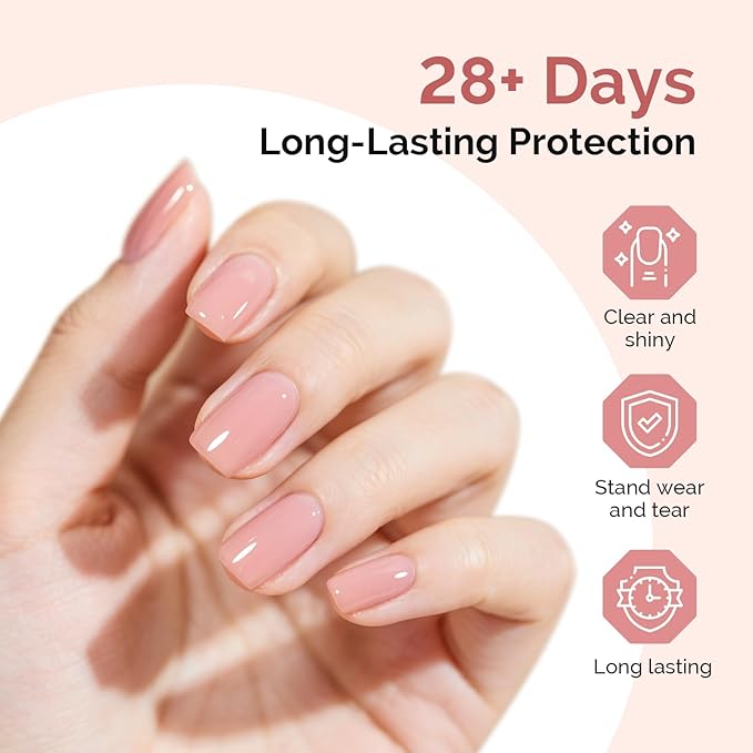 MelodySusie No Wipe Glossy Top Coat Base Coat Nail Glue Set Long Lasting Shine Finish Soak Off UV LED Nail Lamp Nail Art Design Manicure Kit Perfect Gifts for Women Girls 3 Pcs 15ml Clear