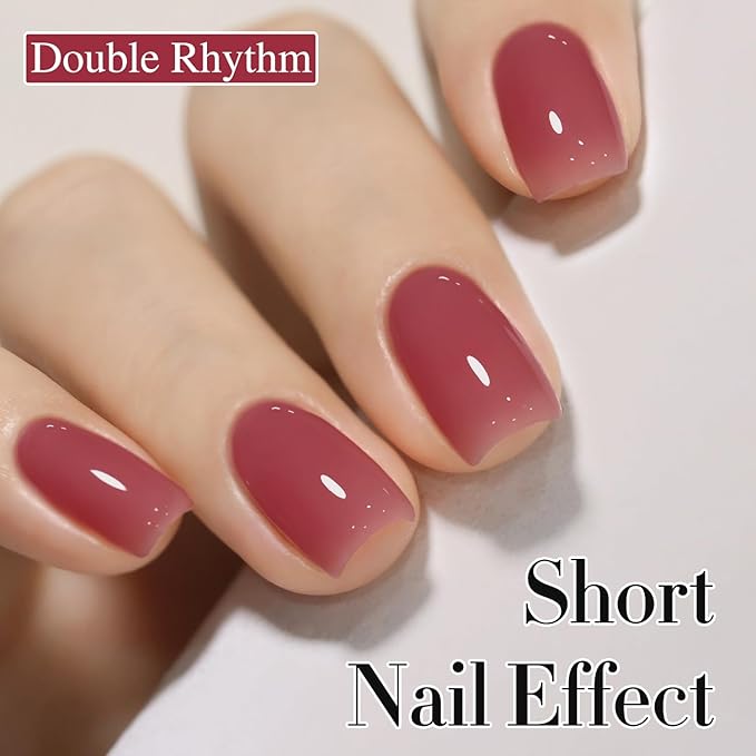 Double Rhythm 0.5Oz Gel Polish Translucent Sheer Neutral Natural Light Milky Same Color Same Bottle 15ML Jelly Gel Polish Art DIY at Home (Brown Purple-A1375)