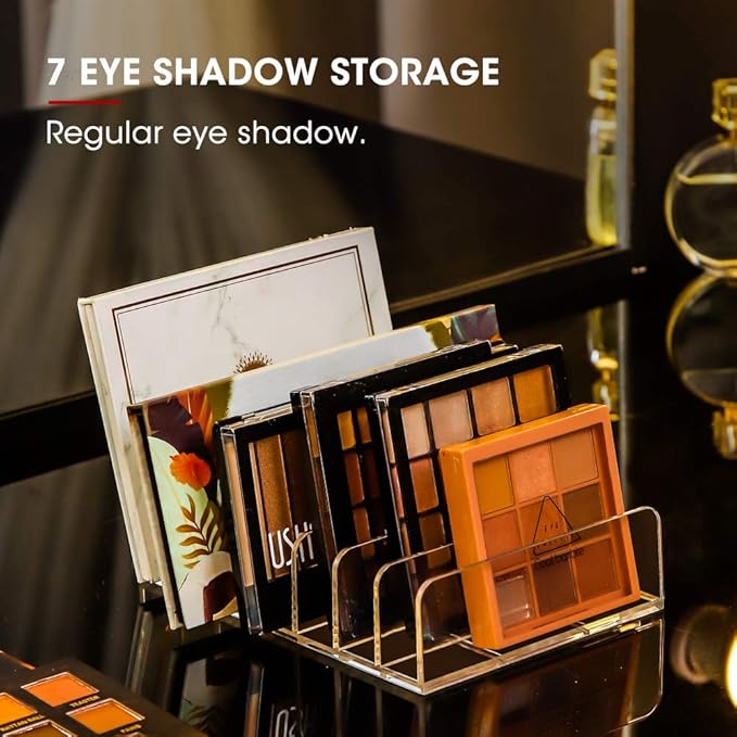 Eyeshadow Makeup Palette Cosmetic Organizer - Waterproof Eyeshadow Organizer for Eye Makeup Palette,Bathroom Countertop,7 Sections (1PCS-Large)