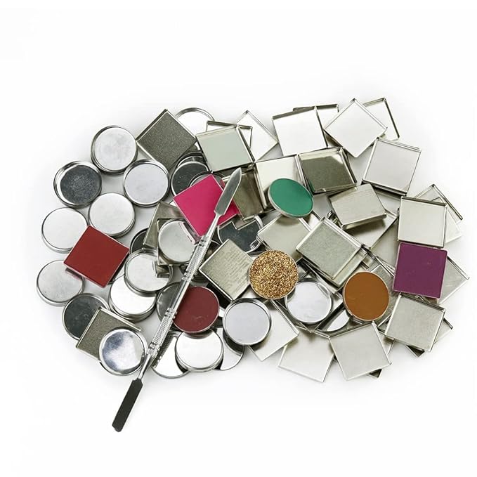 50 Pcs Empty Square Metal Pans, Makeup Palette Pans for Eyeshadow Magnetic Cosmetic Palette Size 26mm (Square - 50 Pcs)
