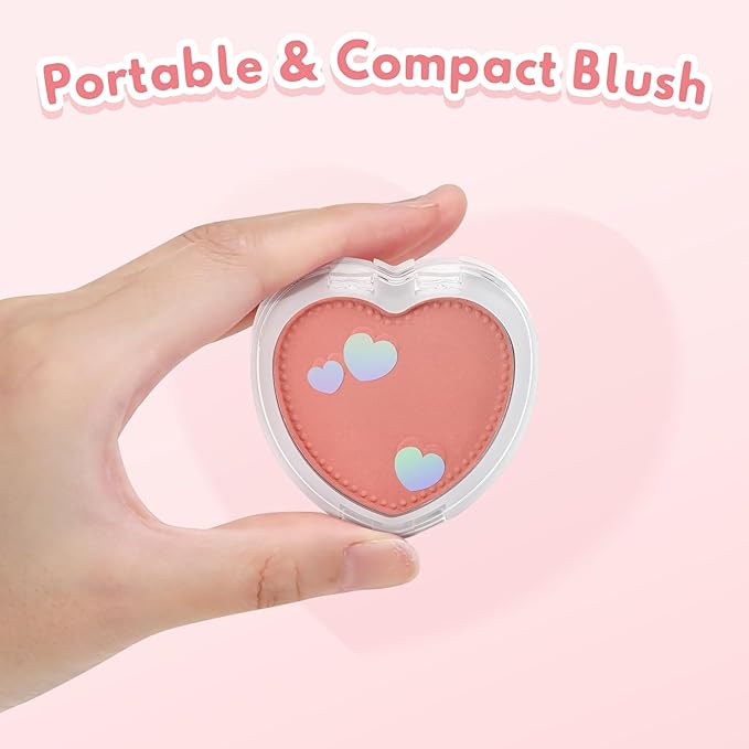 Boobeen Powder Blush Matte Pressed Blush Palette, Highly Pigmented Cream Pink Blusher for Cheeks, Blusher Compact Powder Makeup Lightweight Easily Blends, Single Color Rouge Powder