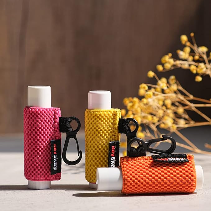 3PCS Lip Balm Holder Sleeves Keychain Lipstick Sleeves Lip Gloss Holder Keychain Chapstick Elastic Sleeves
