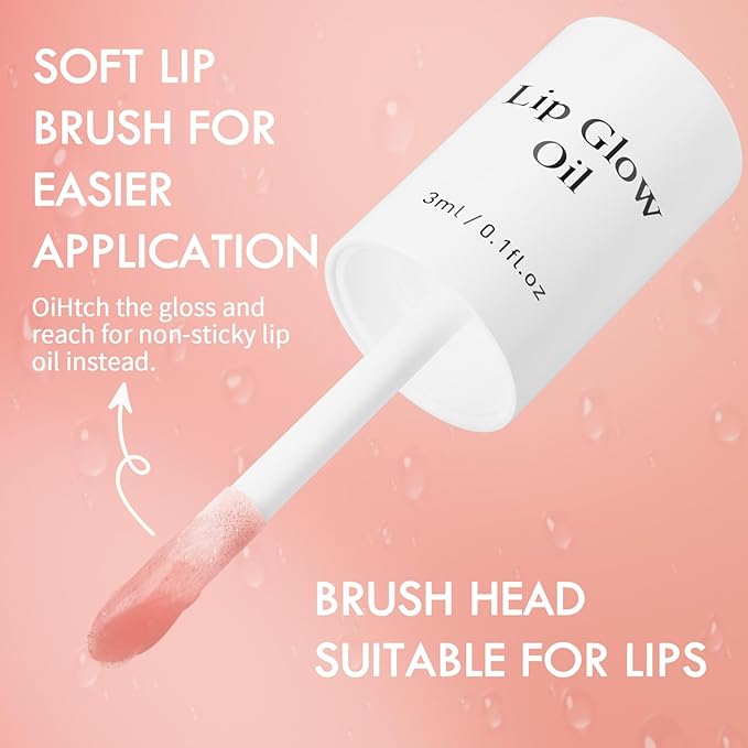 Plumping Lip Oil, Long Lasting Hydrating Lip Stain Lip Balm Cherry Fruit Revitalizing, Transparent Lip Care Oil for Dry Lip (Cherry Red)