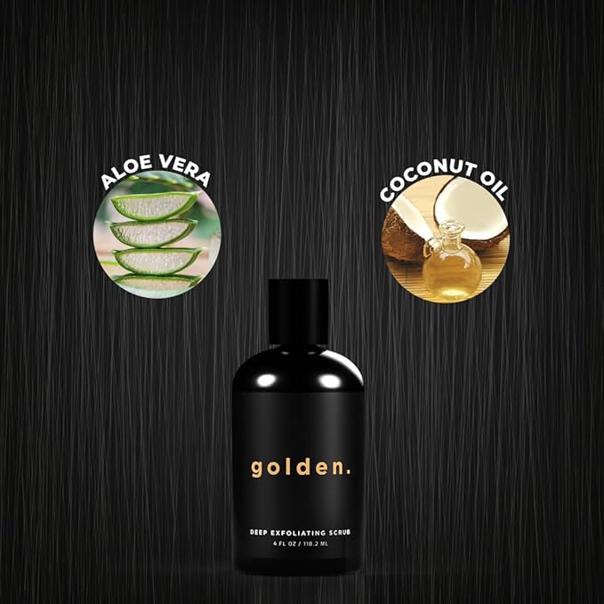 Golden Grooming Co. Exfoliating Face Scrub for Men - Deep Cleansing Facial Cleanser w/Coconut Oil & Aloe Vera - Exfoliating Face Wash for Men - Face Scrub for Oily & Dry Skin - For All Skin Types-4oz