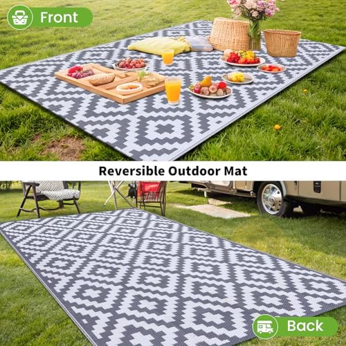 Smiry Outdoor Rug 10x14 ft Waterproof Reversible Boho Mat - Image 6