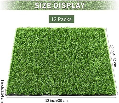Aodaer 12 Pack Artificial Grass Mat 12 x 12 Inch Fake Grass Square Mat - Image 2