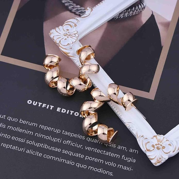 Vintage Exaggerated Irregular Circle Earrings Twist Hoop Earrings Twisted Rope Round Earrings Gold Circle Hoop Dangle Earrings Jewelry for Women