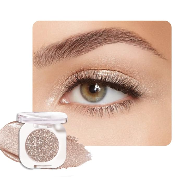 Nude Brown Single Glitter Eyeshadow Makeup, Neutral Powde Eye Shadow for Women, Nude Shimmer Singles Eyeshadow Palette Pigmented Waterproof, sombras para ojos, Girls Monochrome Eyeshadows Gift
