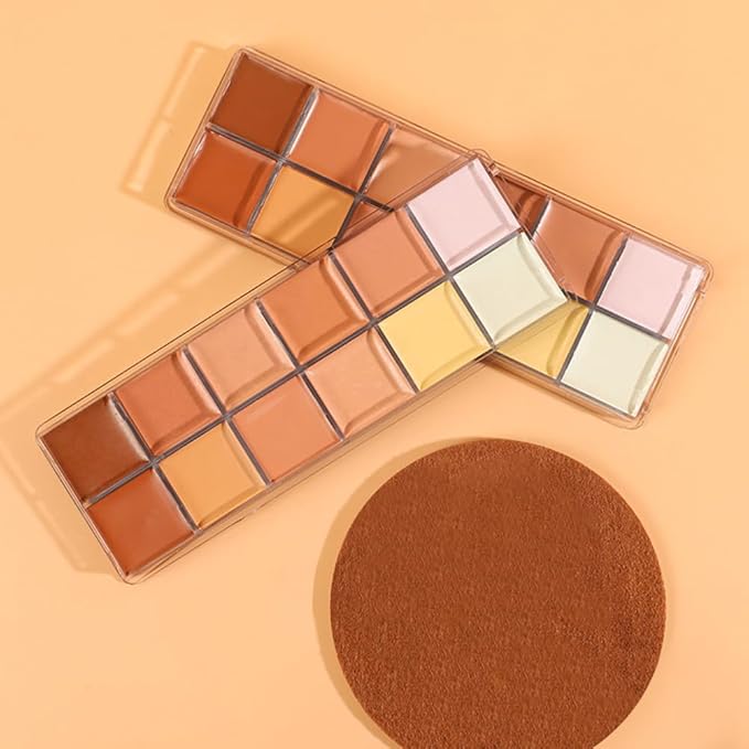 VERONNI Cream Concealer Palette, 12 Colors Makeup Contour Face Contouring Cream Palette, Full Coverage Camouflage Base Foundation Makeup Palette, Professional Daily Makeup