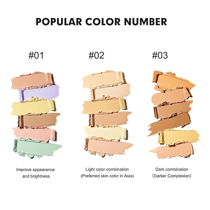 Color Correcting Concealer Palette 6 Colors Lightweight Smooth Correcting Contour Cream Makeup Palette (Color 01)