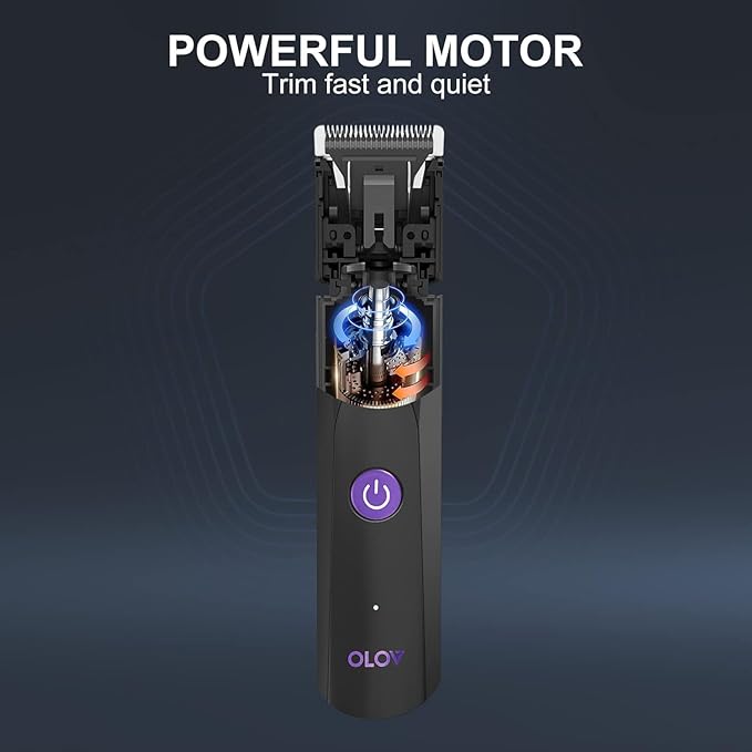 OLOV Electric Body Hair Trimmer - Groin Trimmer for Men - Bikini Trimmer Women - Wet/Dry Shaver Groomer, Replaceable Ceramic Blade Heads, USB Recharge Dock, Waterproof Hygiene Razor, Black Violet