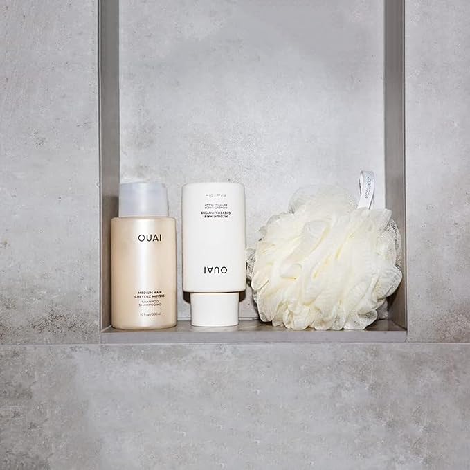 OUAI Medium Hair Shampoo & Conditioner Set, Travel Size - Hydrating Shampoo & Conditioner - With Coconut Oil, Babassu, Kumquat Extract & Keratin - Sulfate, Paraben & Phthalate Free (3 Oz)