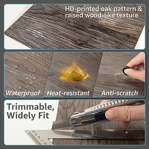 Art3d 30-Pack Peel and Stick Floor Tiles, Dark Brown Oak - Image 5