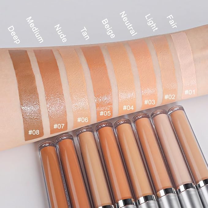 Kaely 2Pcs Hydrating Concealer Wand,Full Coverage Liquid under Eye Concealer,Long Lasting Waterproof Primer Makeup for Dark Circles and Puffiness Trouble Spots Redness,Eye Ring corrector de ojeras 02