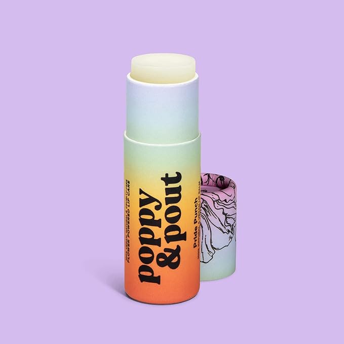 Poppy & Pout Pride Punch Jumbo Lip Balm | All Natural Lip Balms & Moisturizers | Hydrates with Beeswax, Vitamin E, Organic Coconut Oil | Cruelty-Free | Lip Balm in Recyclable Cardboard Tube