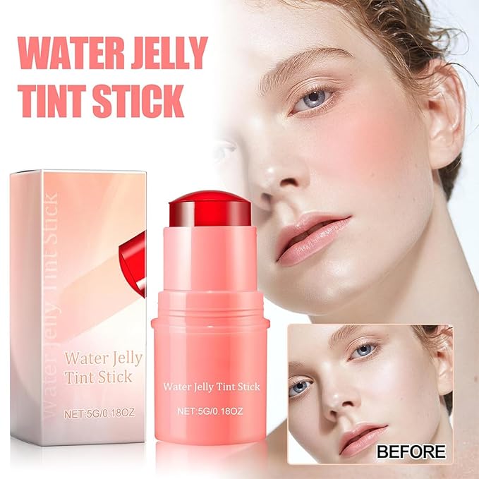 Milk Cooling Water Jelly Tint Blush Stick Face Makeup, Sheer Lip & Cheek Stain, Buildable Watercolor Finish,Vegan, Cruelty Free - 0.18 fl oz (CORAL)