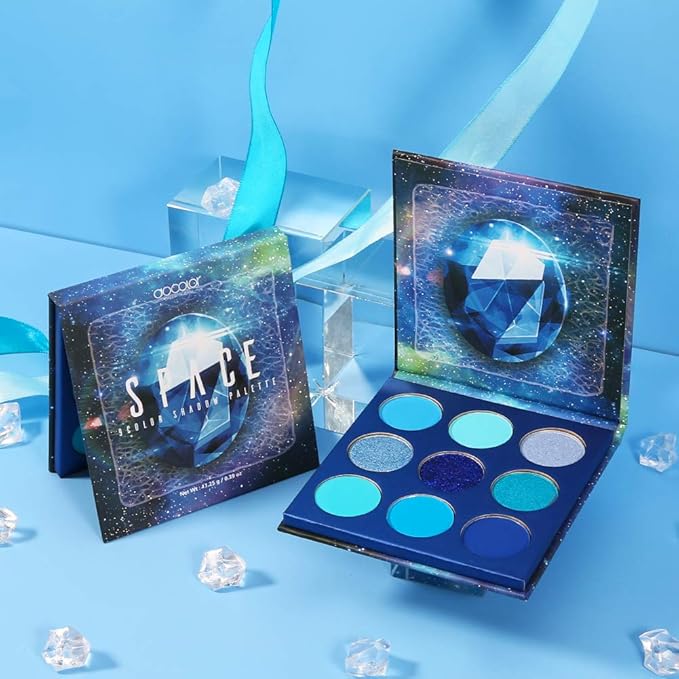 docolor Eyeshadow Palette 9 Colors Blue Eyeshadow Gemstone Shadow Palette Highly Pigmented Mattes Shimmers Smokey Glitter Cream Colorful Powder Blendable Long Lasting Waterproof Makeup Palette