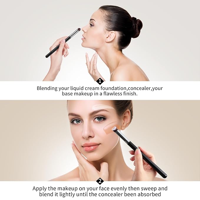 EIGSHOW Angled Concealer Brush Under Eye for Covering Sun Spots Acne Blemishes Concealing Contouring Setting with Liquid Cream (E861)
