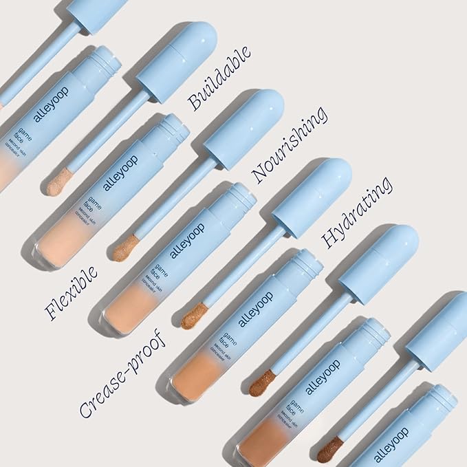 Alleyoop Game Face Concealer Makeup, Lightweight to Medium Buildable Coverage Under Eye Concealer, For Blemishes, Crease-proof and Hydrating with Aloe Stem Cell, Smooth Second Skin Finish - Undefeated