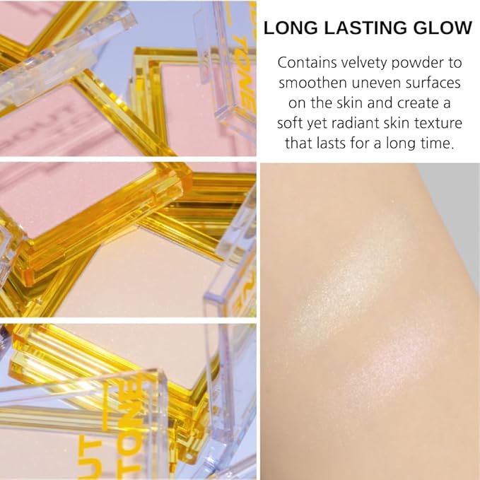 Light On Me Highlighter 2 Color - Makeup Highlighting Powder Palette, Natural Satin Glow, Lightweight Velvety Powder, Clear Sheer Pearls, Shiny Illuminator, 0.26oz (01 SUGAR LIGHT)