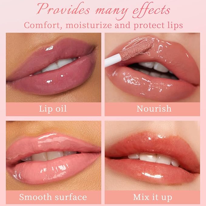 Plumping Lip Oil, Long Lasting Hydrating Lip Stain Lip Balm Revitalizing, Transparent and Tinting Lip Care Oil for Dry Lip (Peony)